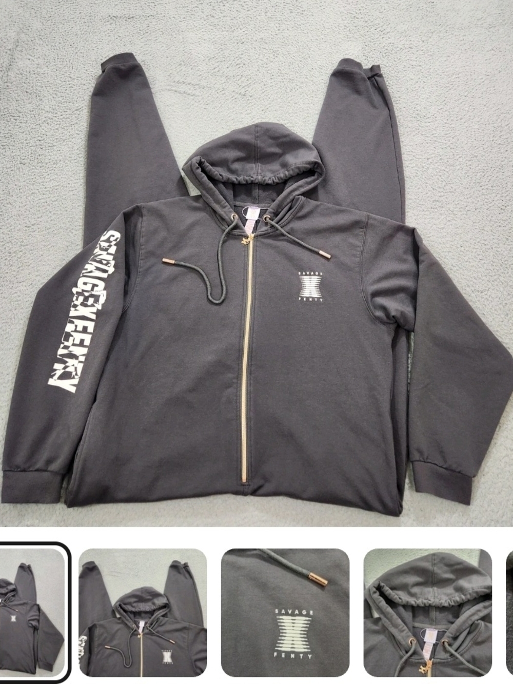 Savage X Fenty Gray Hoodie with White Logo Detail